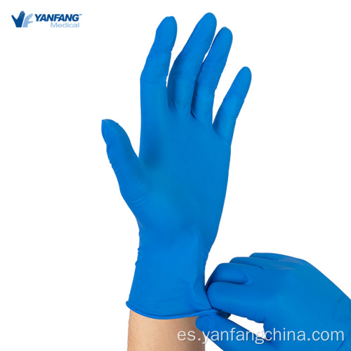 Examen de azul médico guantes desechables